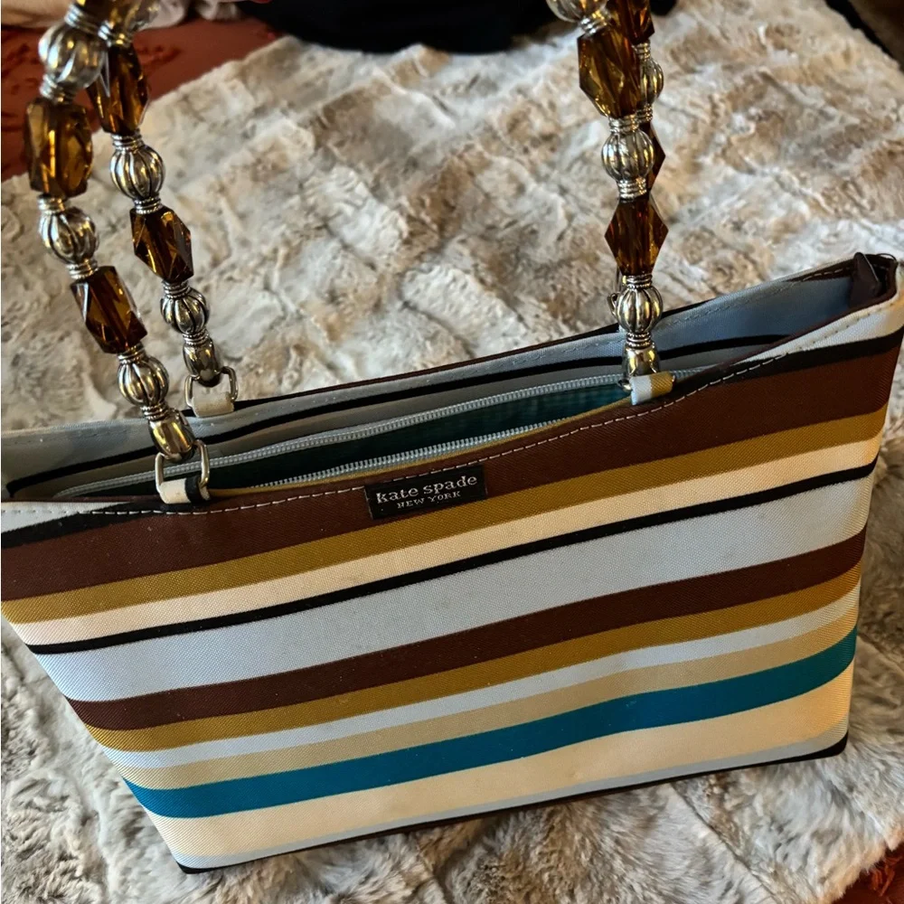 Kate Spade vintage blue & brown bag - Picture 2 of 6